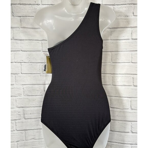 Michael Kors Embellished One-Shoulder Underwire One-Piece Swimsuit Black Size 12 - Picture 10 of 11